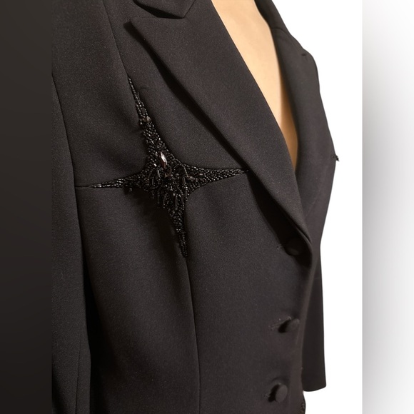 Badgely Mischka Couture USA Made Elegant Wool Blend Beaded Black Jacket Blazer 8 - Picture 4 of 7